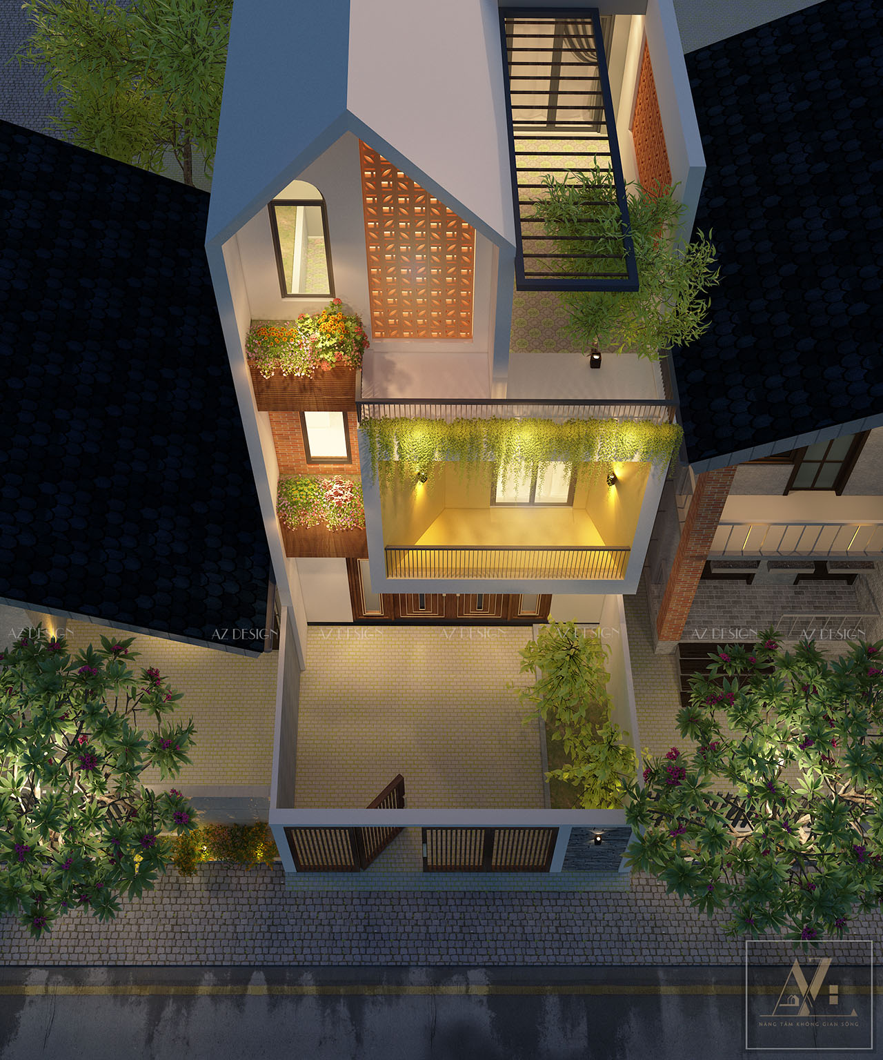 View thiết kế nhà phố tại Ứng Hòa